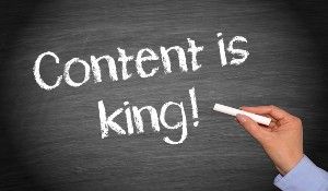 Online Marketing For Attorneys Content Is King Written On Chalkboard.
